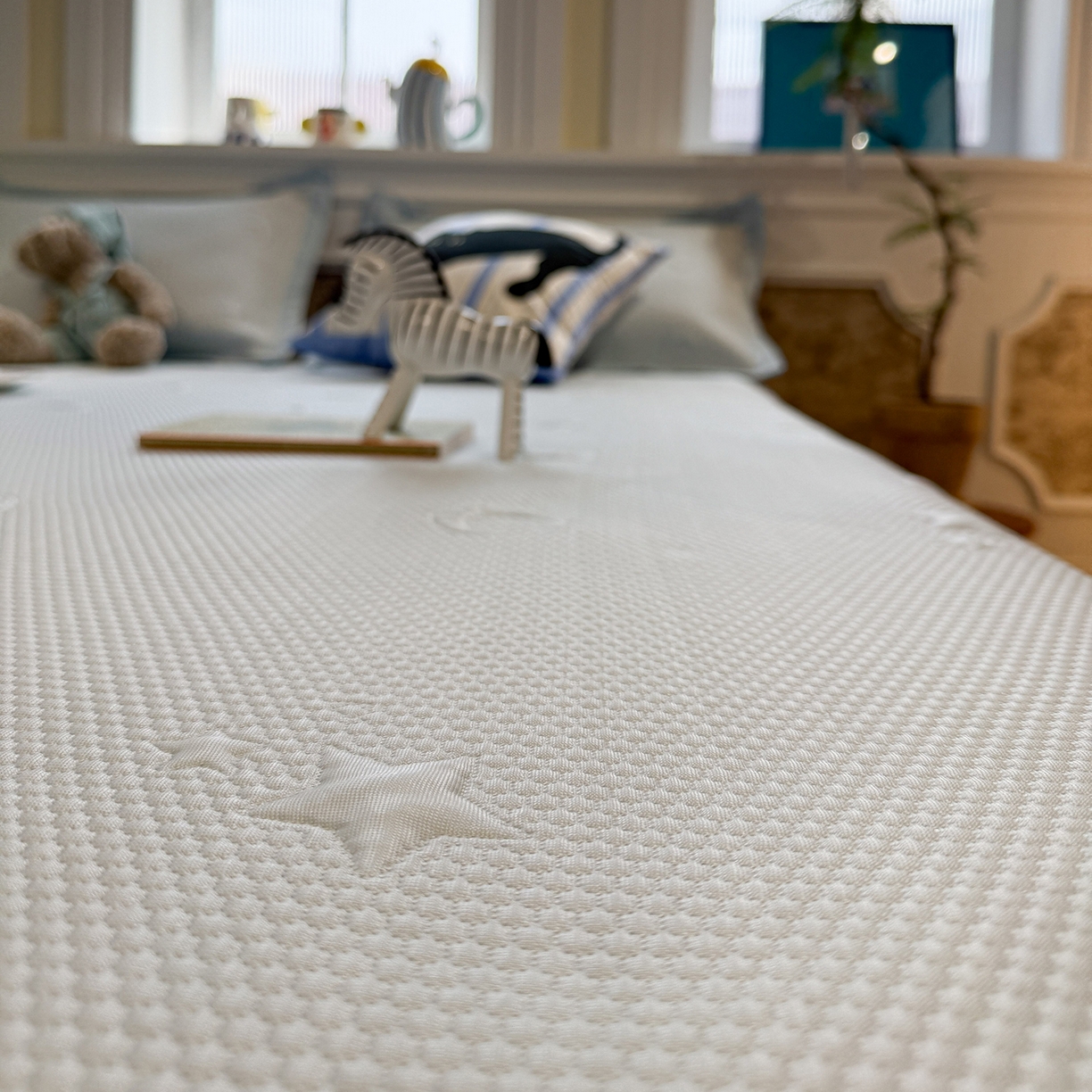 91家纺网 家纺一手货源 找家纺 GUJARY古家丽 2026新款A类云柔凉感豆豆席五花席 星月蓝