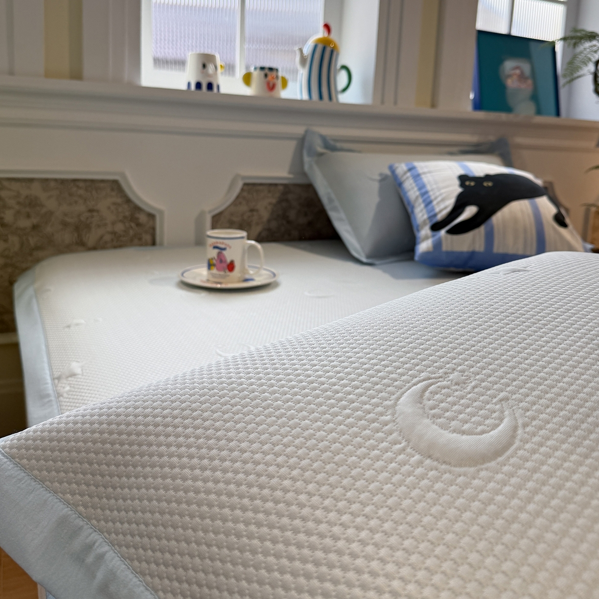 91家纺网 家纺一手货源 找家纺 GUJARY古家丽 2026新款A类云柔凉感豆豆席五花席 星月蓝