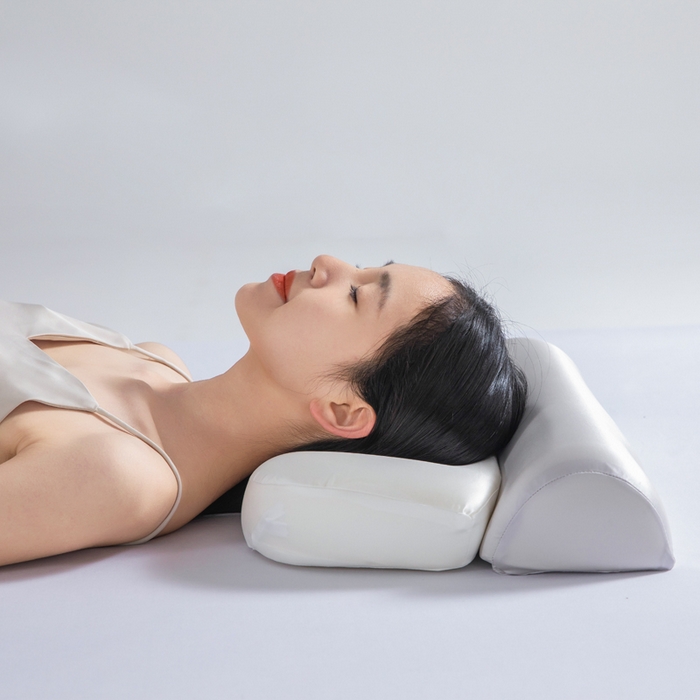 91家纺网 家纺一手货源 找家纺 七夜居 2026新款牵引枕记忆枕芯凉感零压深睡按摩枕芯枕头 牵引枕-灰白