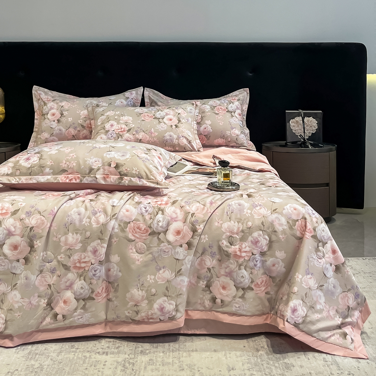 金梦拉家纺 2026新款凉感天丝竹节纱大宽边一字绣夏被空调被夏凉被四件套 风语花絮