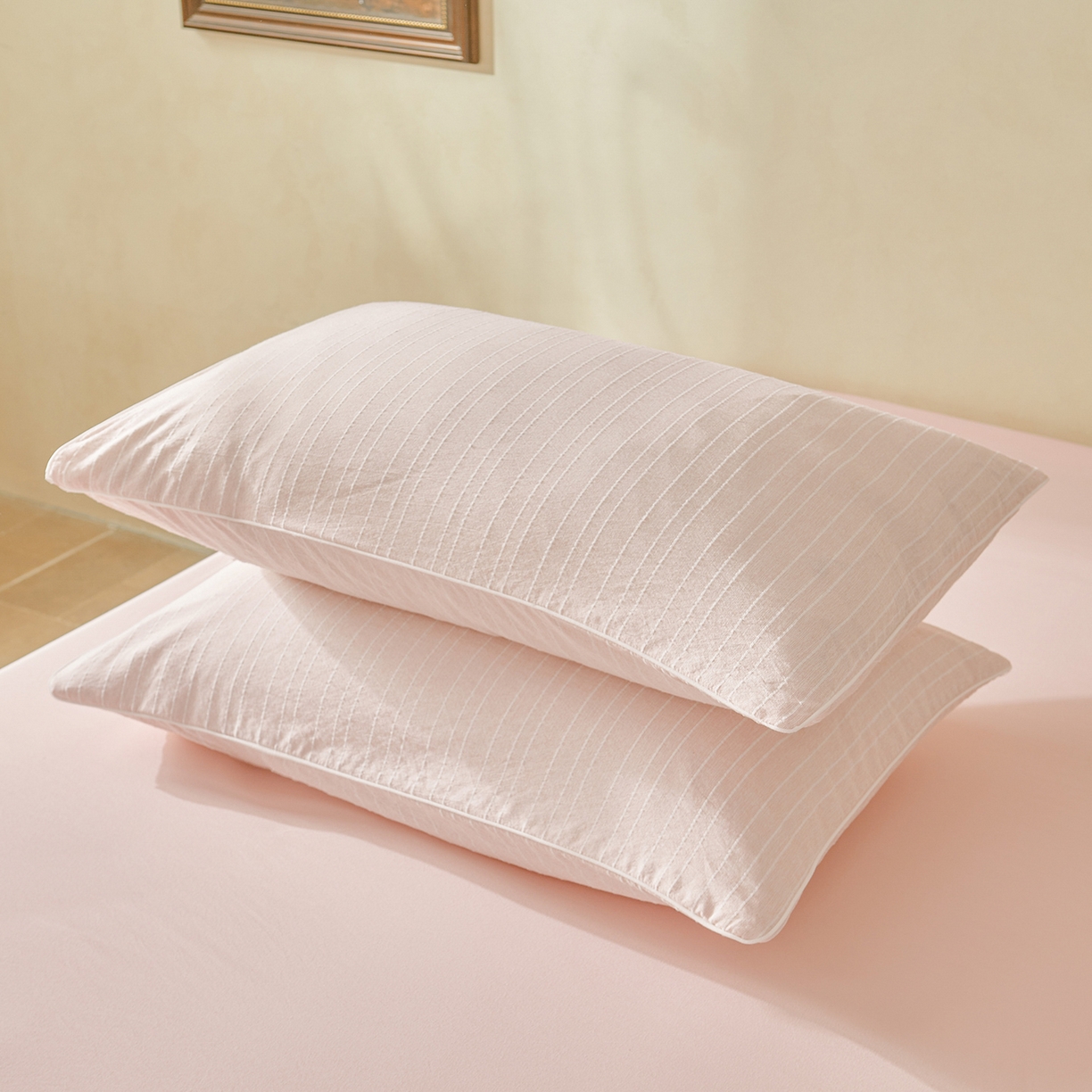 91家纺网 家纺一手货源 找家纺 晓时候 2026新款色织水洗棉麻100%新疆棉花被夏被全棉被子夏凉被空调被 香妃粉