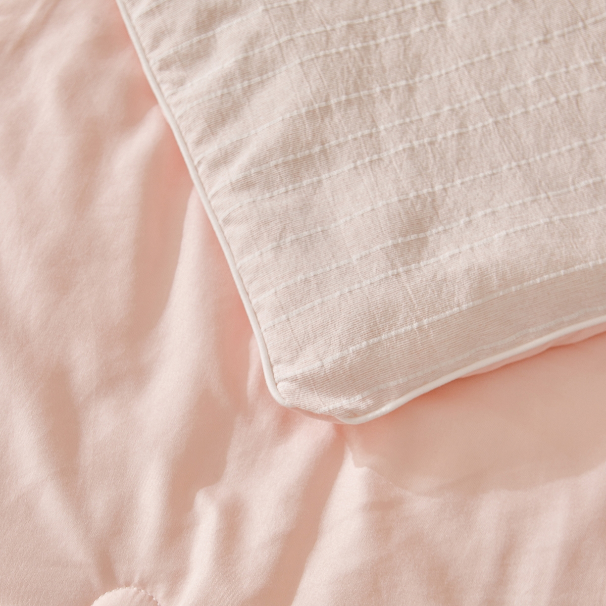 91家纺网 家纺一手货源 找家纺 晓时候 2026新款色织水洗棉麻100%新疆棉花被夏被全棉被子夏凉被空调被 香妃粉