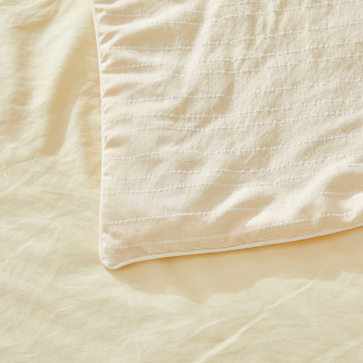 91家纺网 家纺一手货源 找家纺 晓时候 2026新款色织水洗棉麻100%新疆棉花被夏被全棉被子夏凉被空调被 奶芙黄