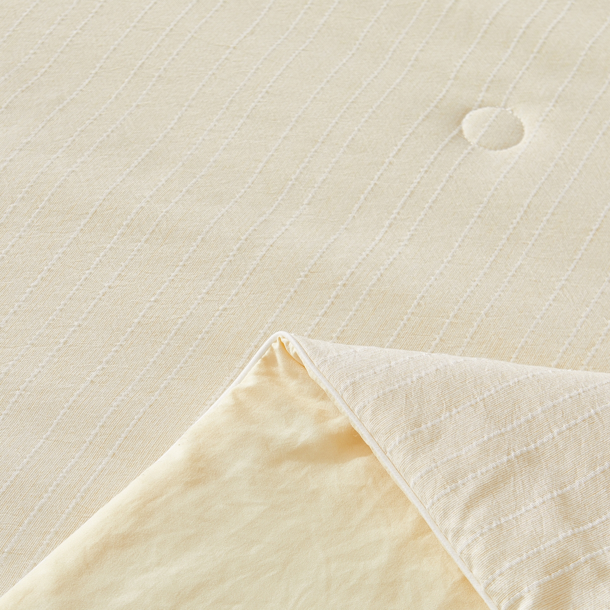 91家纺网 家纺一手货源 找家纺 晓时候 2026新款色织水洗棉麻100%新疆棉花被夏被全棉被子夏凉被空调被 奶芙黄