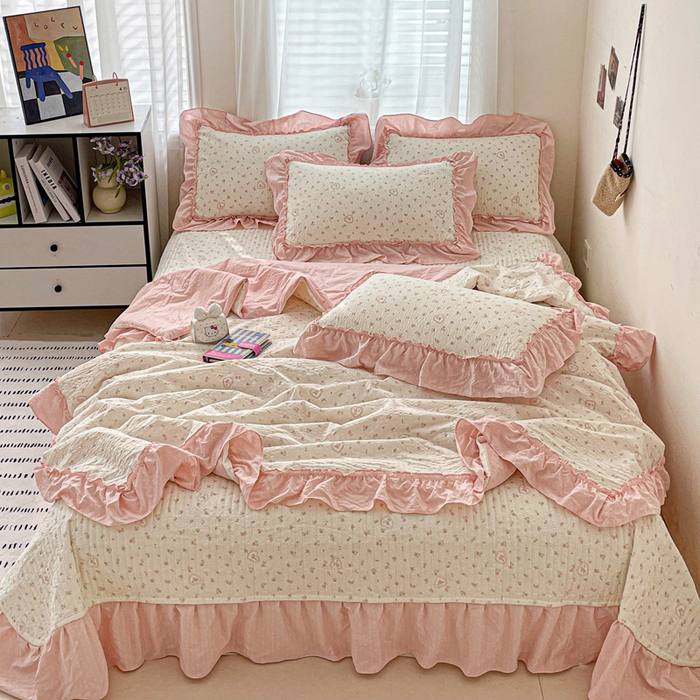 91家纺网 家纺一手货源 找家纺 （总）元熙 2026 夏季新品 泡芙纱法式夏被床盖四件套