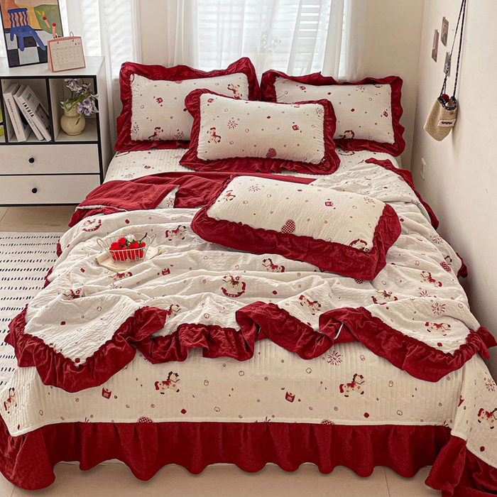 91家纺网 家纺一手货源 找家纺 （总）元熙 2026 夏季新品 泡芙纱法式夏被床盖四件套