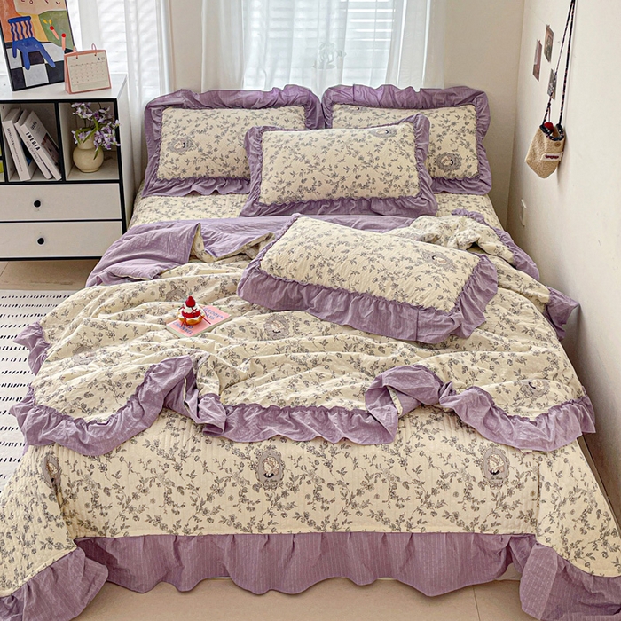 91家纺网 家纺一手货源 找家纺 （总）元熙 2026 夏季新品 泡芙纱法式夏被床盖四件套