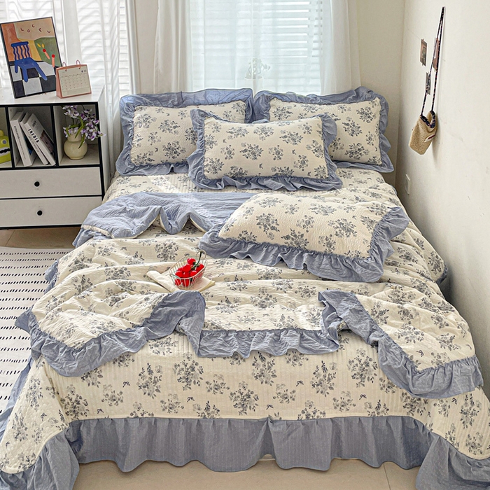 91家纺网 家纺一手货源 找家纺 （总）元熙 2026 夏季新品 泡芙纱法式夏被床盖四件套