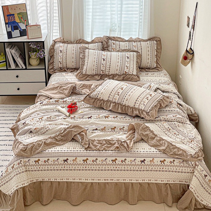 91家纺网 家纺一手货源 找家纺 （总）元熙 2026 夏季新品 泡芙纱法式夏被床盖四件套