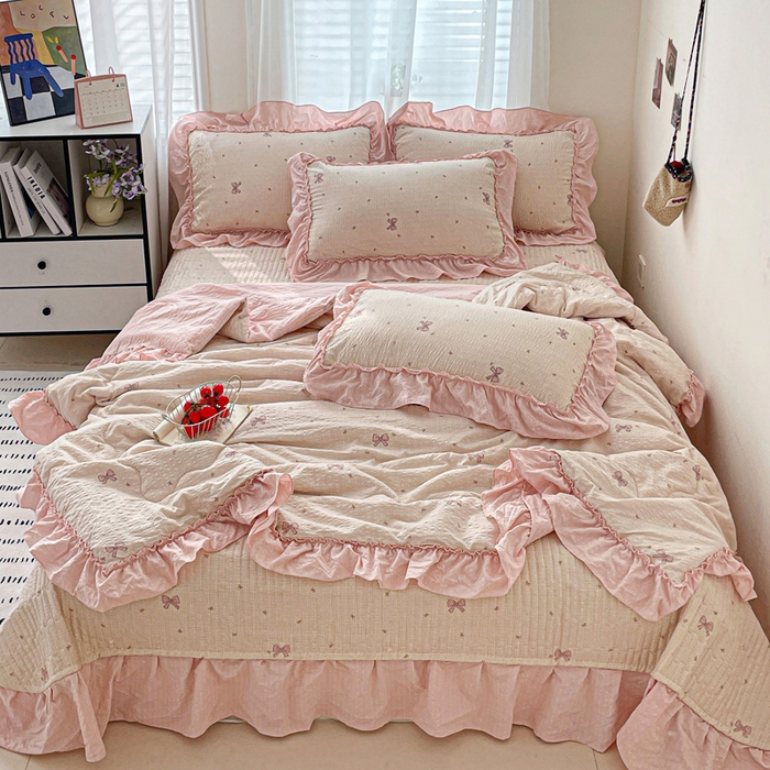 91家纺网 家纺一手货源 找家纺 （总）元熙 2026 夏季新品 泡芙纱法式夏被床盖四件套