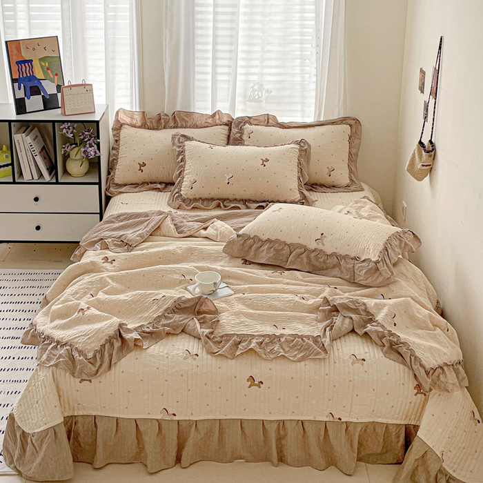 91家纺网 家纺一手货源 找家纺 （总）元熙 2026 夏季新品 泡芙纱法式夏被床盖四件套