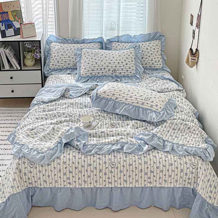 91家纺网 家纺一手货源 找家纺 （总）元熙 2026 夏季新品 泡芙纱法式夏被床盖四件套