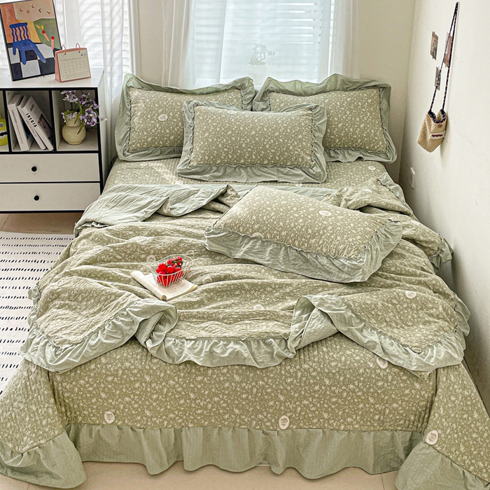 91家纺网 家纺一手货源 找家纺 （总）元熙 2026 夏季新品 泡芙纱法式夏被床盖四件套