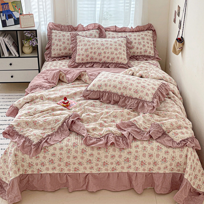 91家纺网 家纺一手货源 找家纺 （总）元熙 2026 夏季新品 泡芙纱法式夏被床盖四件套