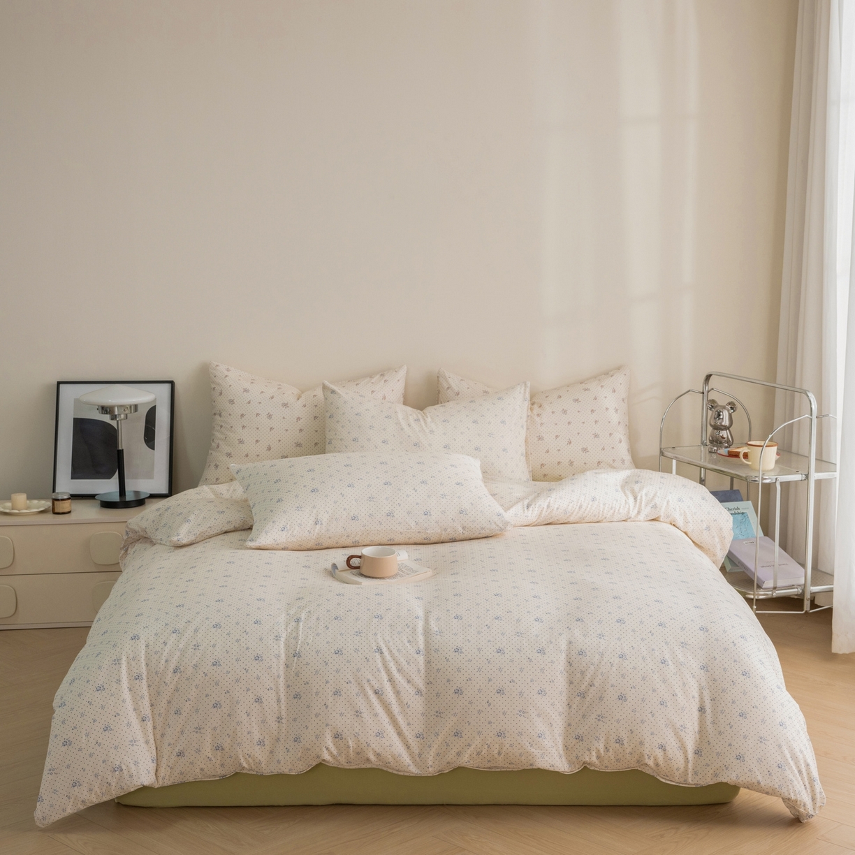 91家纺网 家纺一手货源 找家纺 （总）梦可莱家居 2026春夏新款全棉纯棉针织棉印花小清新可爱Ins风四件套