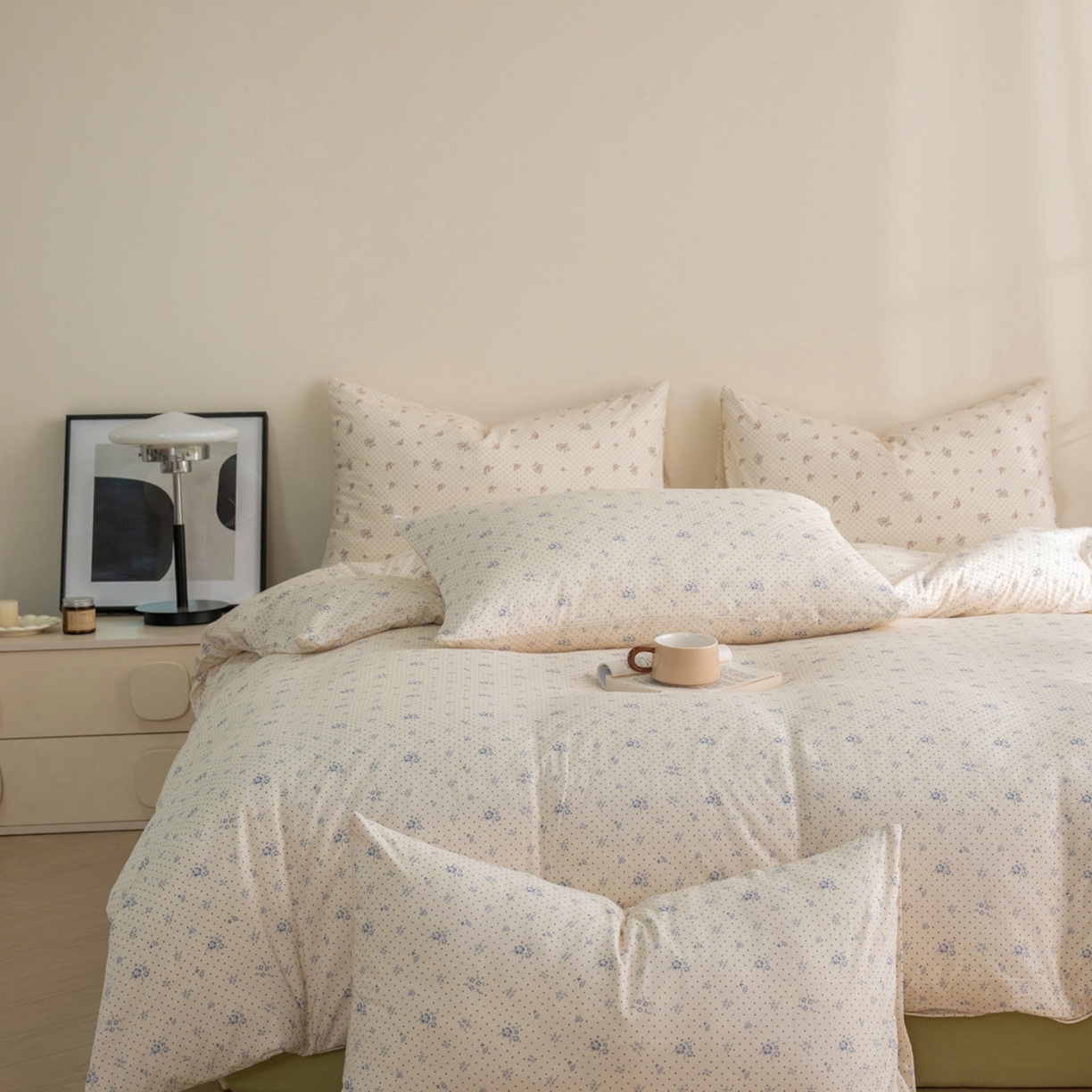 91家纺网 家纺一手货源 找家纺 （总）梦可莱家居 2026春夏新款全棉纯棉针织棉印花小清新可爱Ins风四件套