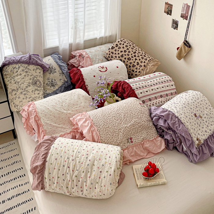 91家纺网 家纺一手货源 找家纺 （总）元熙 2026 夏季新品 泡芙纱法式夏被床盖四件套