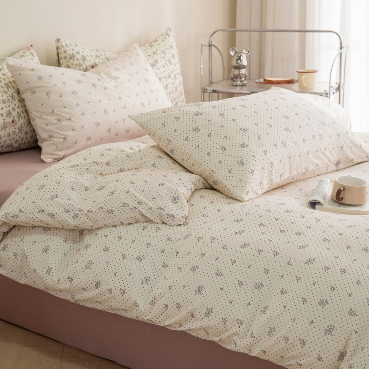 91家纺网 家纺一手货源 找家纺 （总）梦可莱家居 2026春夏新款全棉纯棉针织棉印花小清新可爱Ins风四件套