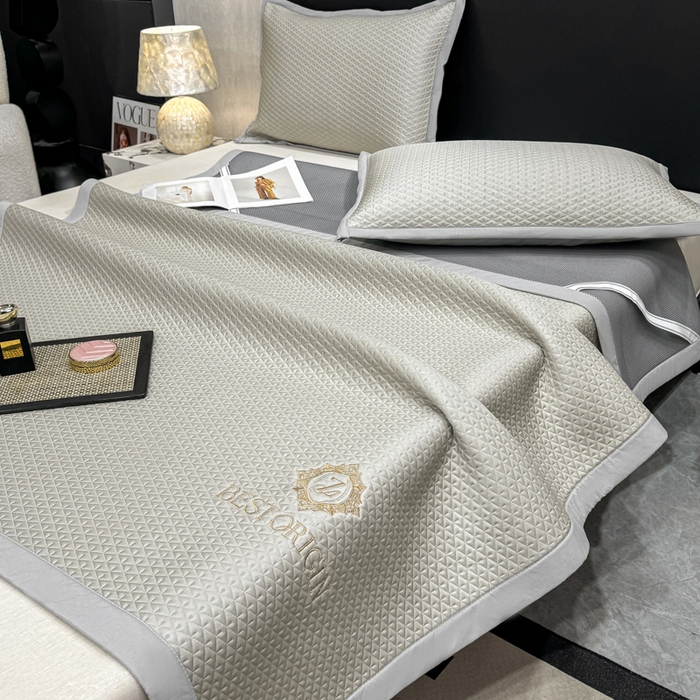 耐思家纺 2026新款A类复合三明治PE凉感刺绣轻奢简约-凉席款 简约-卡其-凉席