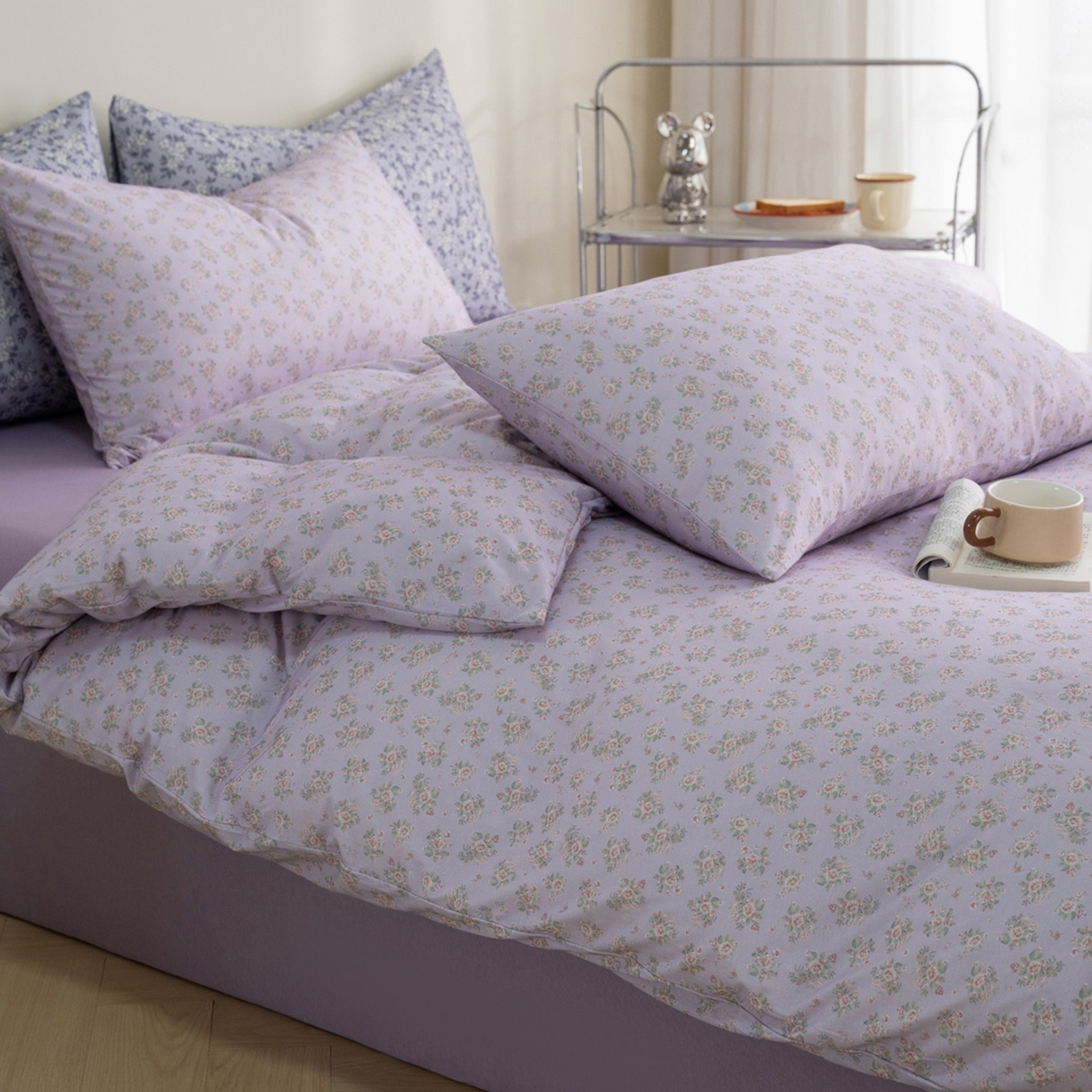 91家纺网 家纺一手货源 找家纺 （总）梦可莱家居 2026春夏新款全棉纯棉针织棉印花小清新可爱Ins风四件套