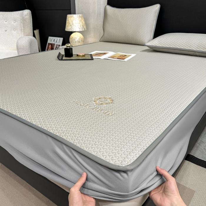 耐思家纺 2026新款A类复合三明治PE凉感刺绣轻奢简约-床笠款 简约-卡其-床笠