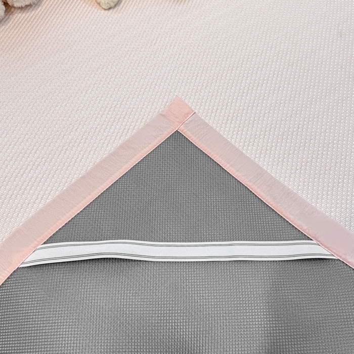 91家纺网 家纺一手货源 找家纺 耐思家纺 2026新款A类复合三明治PE凉感卡通刺绣Happy熊-凉席款 Happy熊-粉色