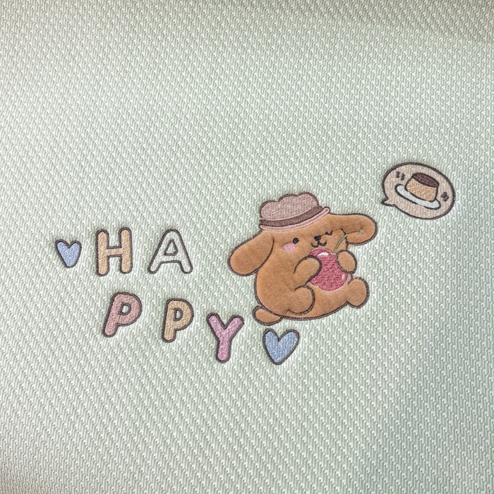 91家纺网 家纺一手货源 找家纺 耐思家纺 2026新款A类复合三明治PE凉感卡通刺绣Happy熊-凉席款 Happy熊-绿色