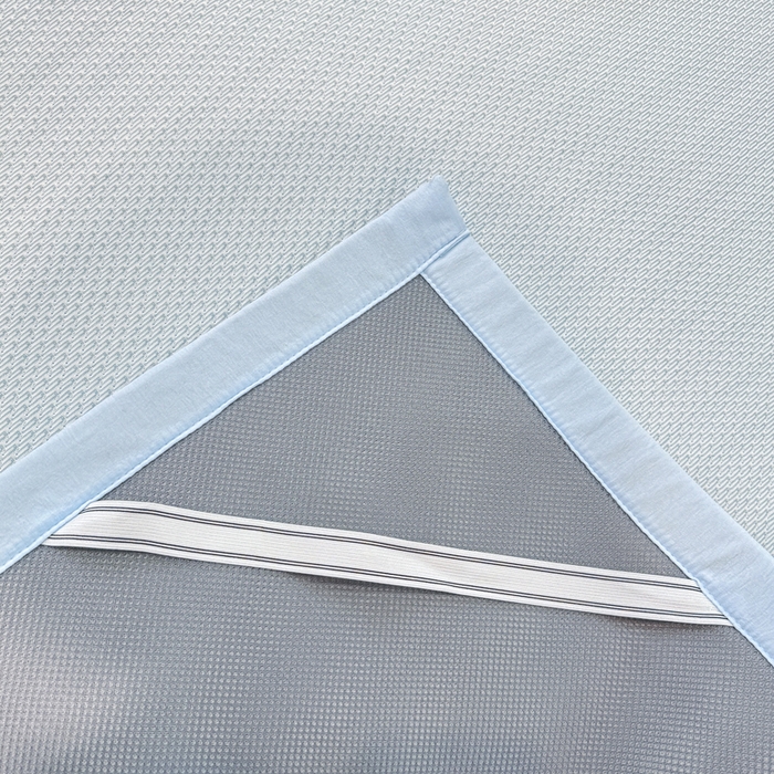 91家纺网 家纺一手货源 找家纺 耐思家纺 2026新款A类复合三明治PE凉感卡通刺绣Happy熊-凉席款 Happy熊-蓝色