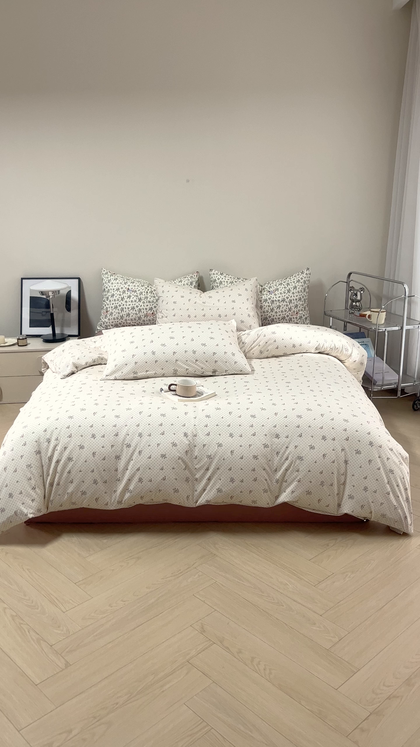 91家纺网 家纺一手货源 找家纺 梦可莱家居 2026春夏新款全棉纯棉针织棉印花小清新可爱Ins风四件套 波点红花