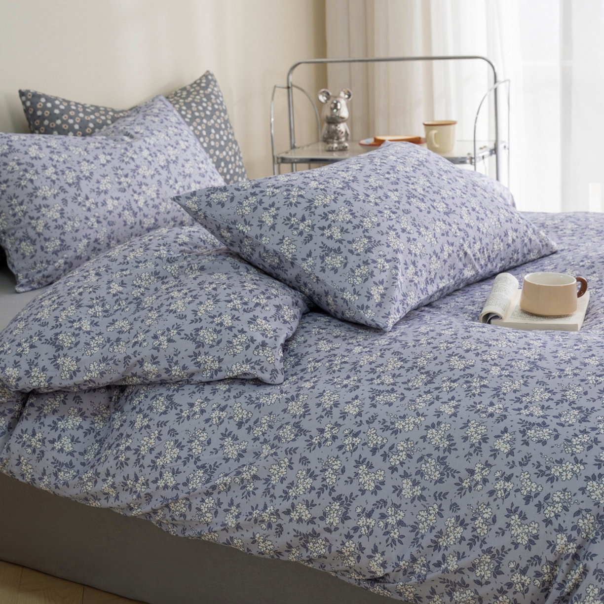 梦可莱家居 2026春夏新款全棉纯棉针织棉印花小清新可爱Ins风四件套 丁香花