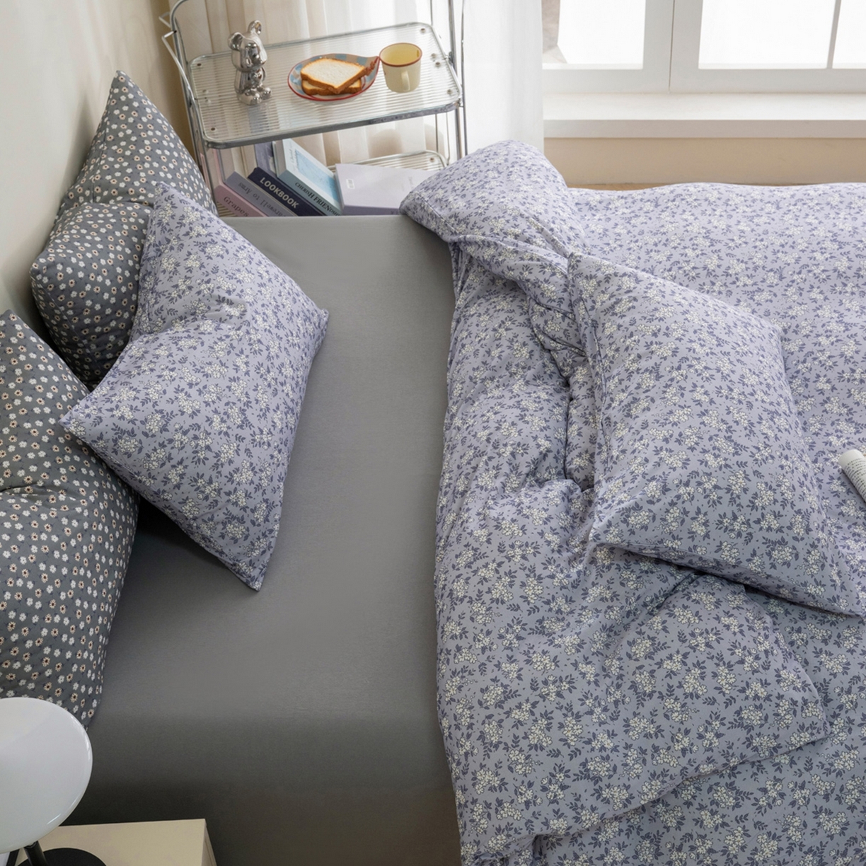 91家纺网 家纺一手货源 找家纺 梦可莱家居 2026春夏新款全棉纯棉针织棉印花小清新可爱Ins风四件套 丁香花