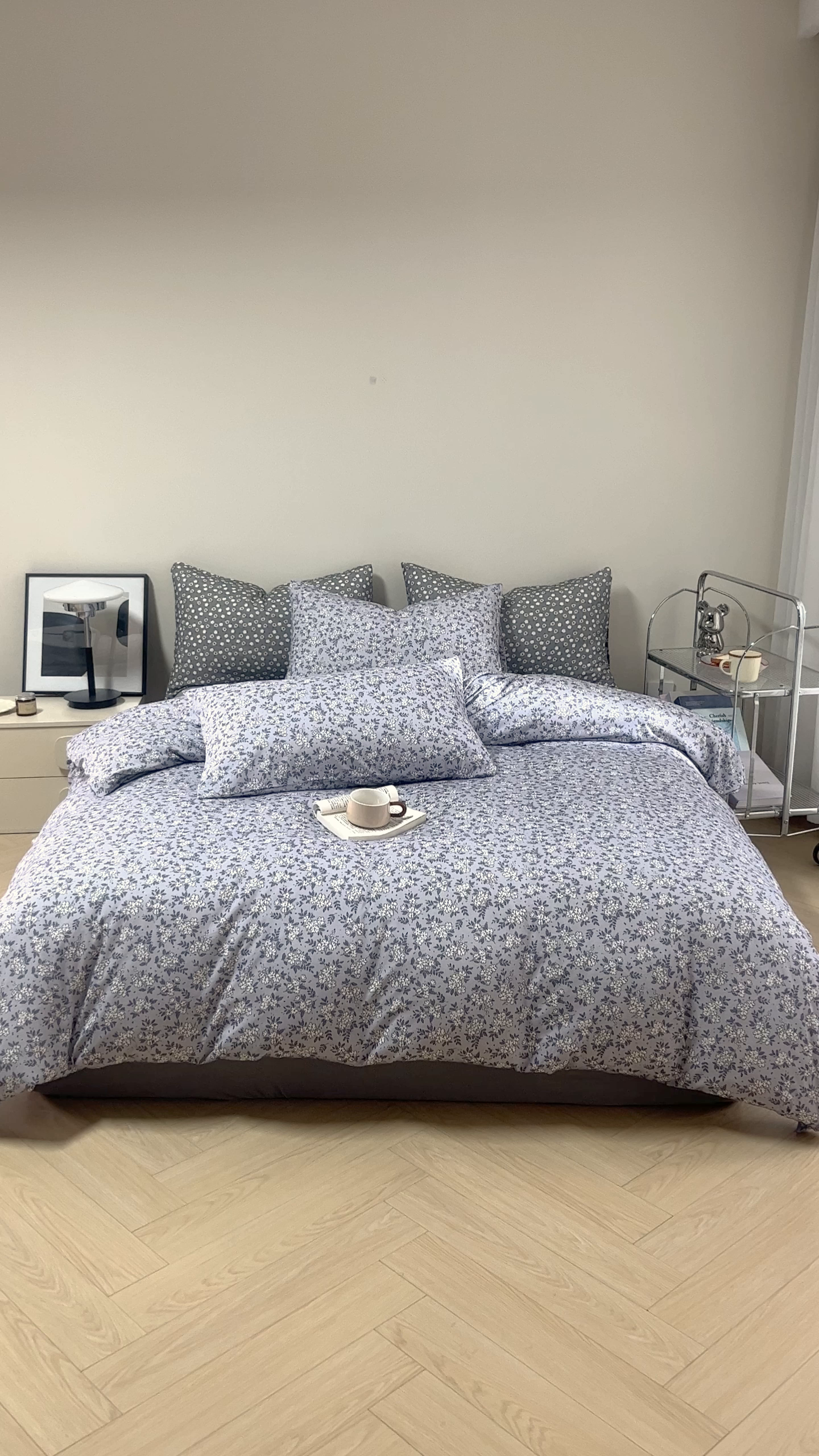 91家纺网 家纺一手货源 找家纺 梦可莱家居 2026春夏新款全棉纯棉针织棉印花小清新可爱Ins风四件套 丁香花