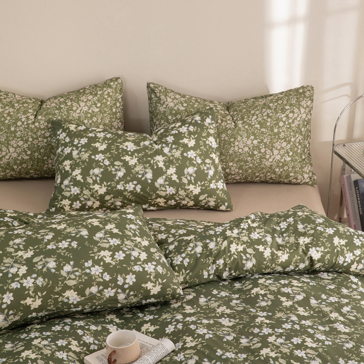 91家纺网 家纺一手货源 找家纺 梦可莱家居 2026春夏新款全棉纯棉针织棉印花小清新可爱Ins风四件套 海棠花