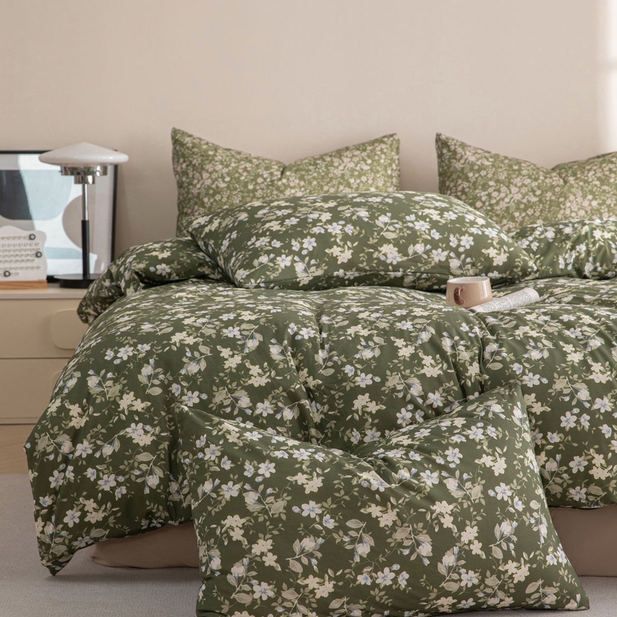 91家纺网 家纺一手货源 找家纺 梦可莱家居 2026春夏新款全棉纯棉针织棉印花小清新可爱Ins风四件套 海棠花