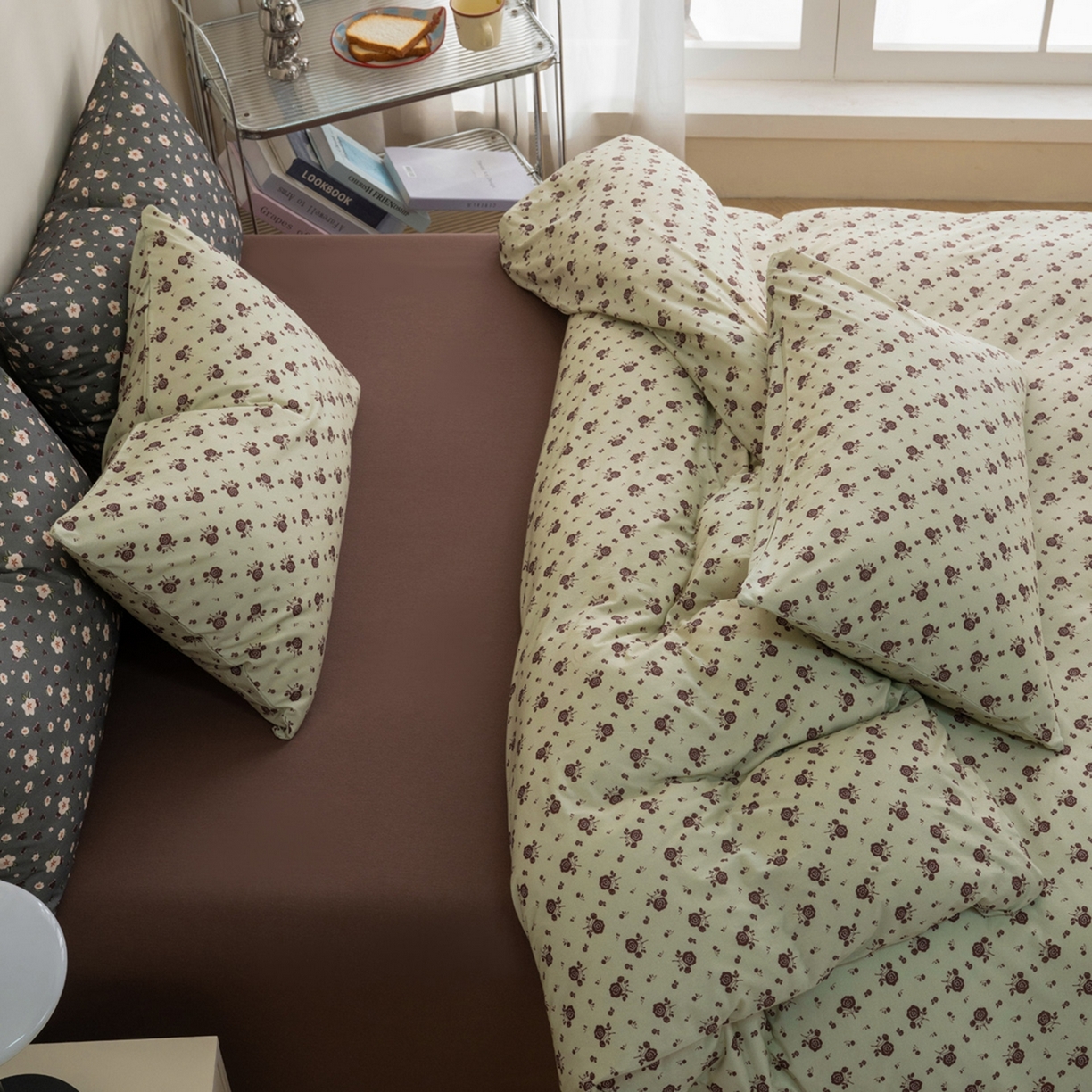 91家纺网 家纺一手货源 找家纺 梦可莱家居 2026春夏新款全棉纯棉针织棉印花小清新可爱Ins风四件套 红玫瑰