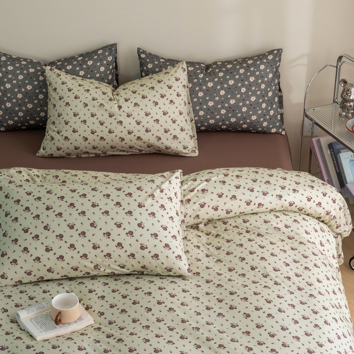 91家纺网 家纺一手货源 找家纺 梦可莱家居 2026春夏新款全棉纯棉针织棉印花小清新可爱Ins风四件套 红玫瑰