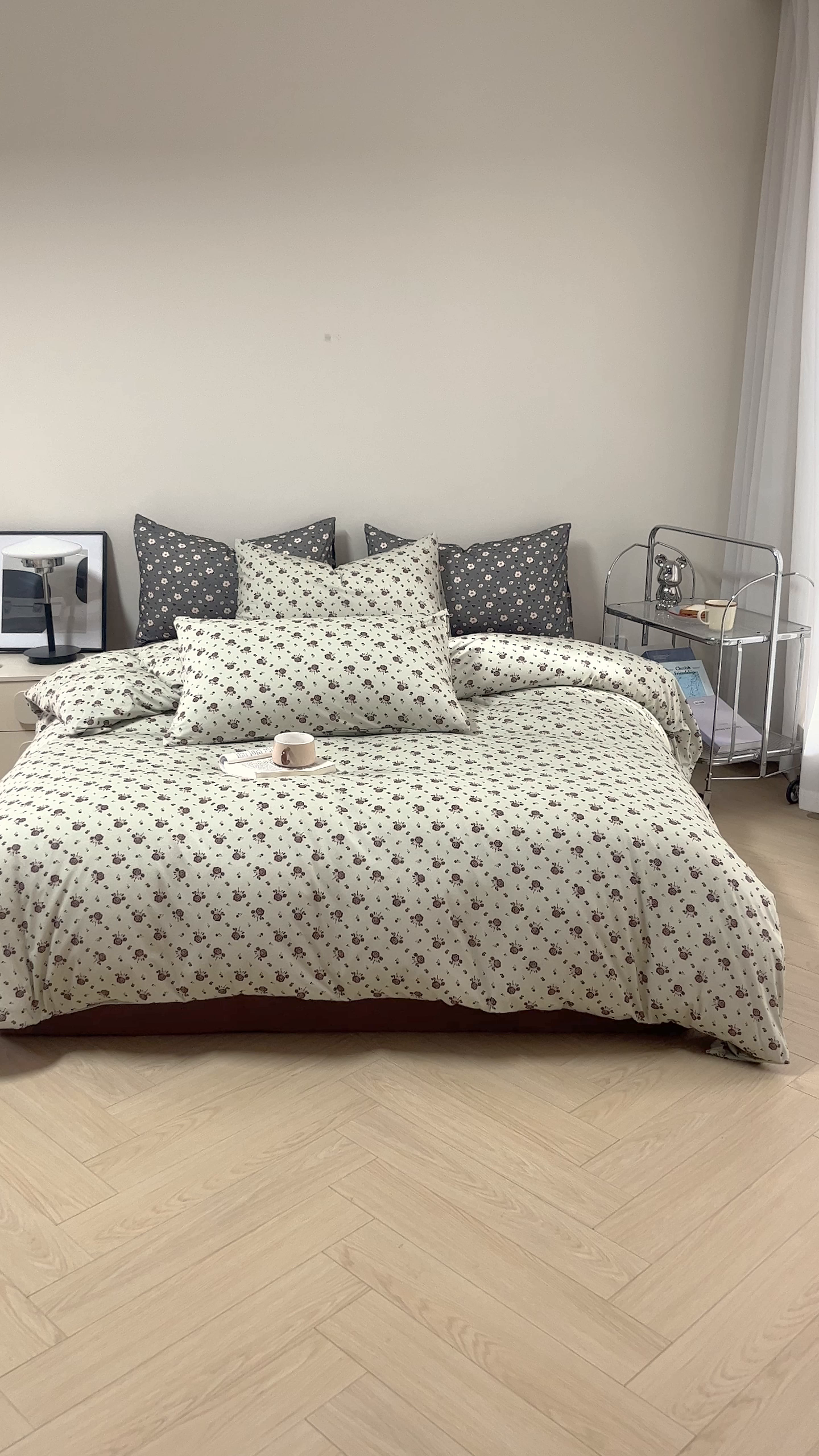 91家纺网 家纺一手货源 找家纺 梦可莱家居 2026春夏新款全棉纯棉针织棉印花小清新可爱Ins风四件套 红玫瑰