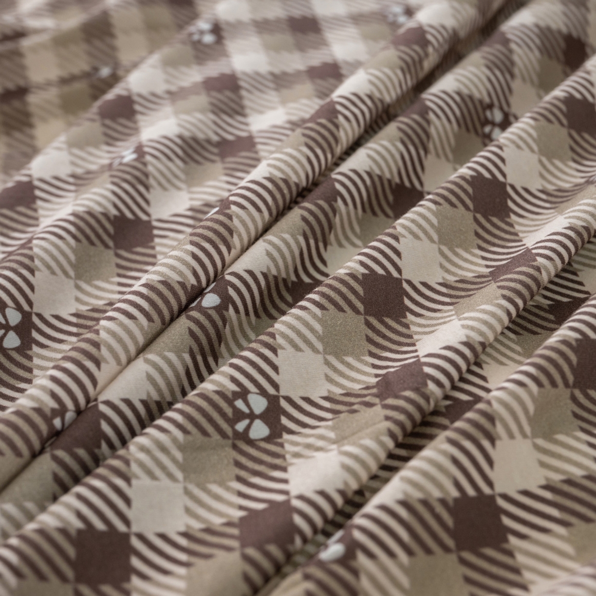 91家纺网 家纺一手货源 找家纺 梦可莱家居 2026春夏新款全棉纯棉针织棉印花小清新可爱Ins风四件套 咖格