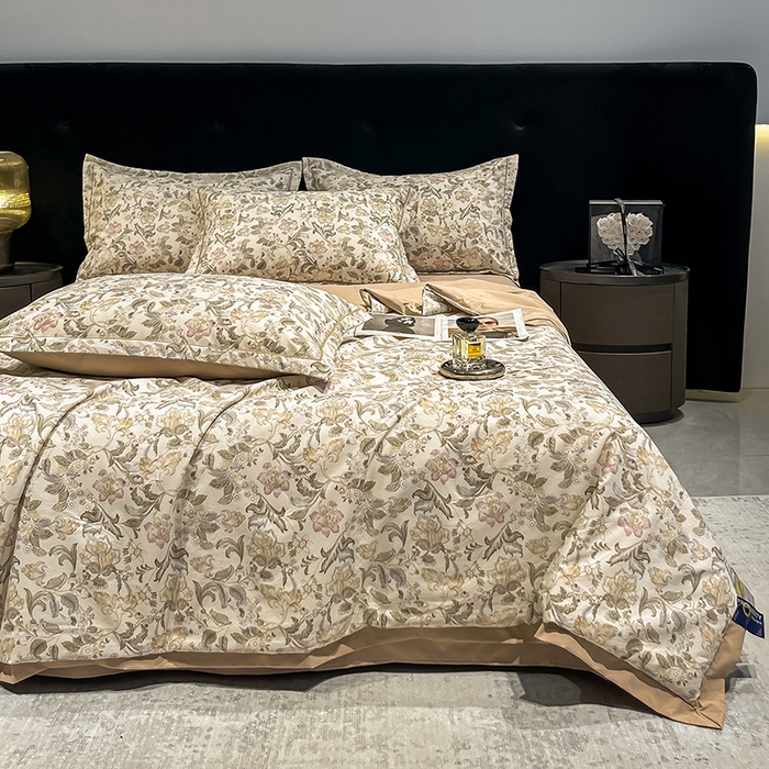 91家纺网 家纺一手货源 找家纺 （总）金梦拉家纺 2026新款凉感天丝竹节纱大宽边一字绣夏被空调被夏凉被四件套