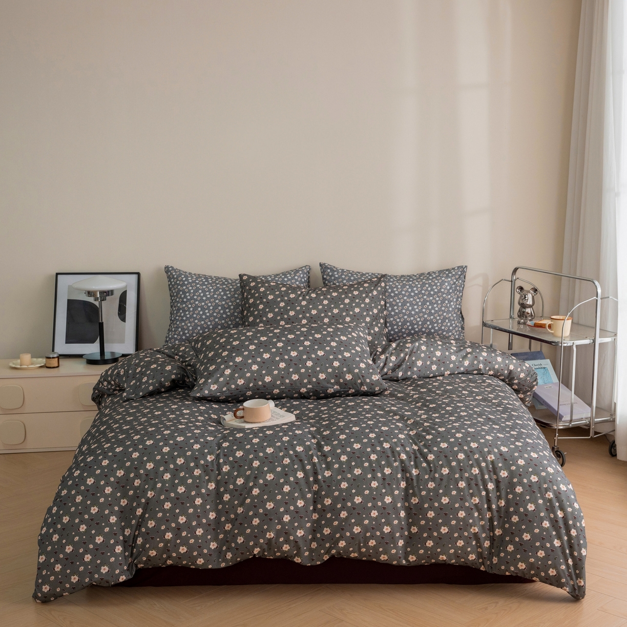 91家纺网 家纺一手货源 找家纺 梦可莱家居 2026春夏新款全棉纯棉针织棉印花小清新可爱Ins风四件套 腊梅