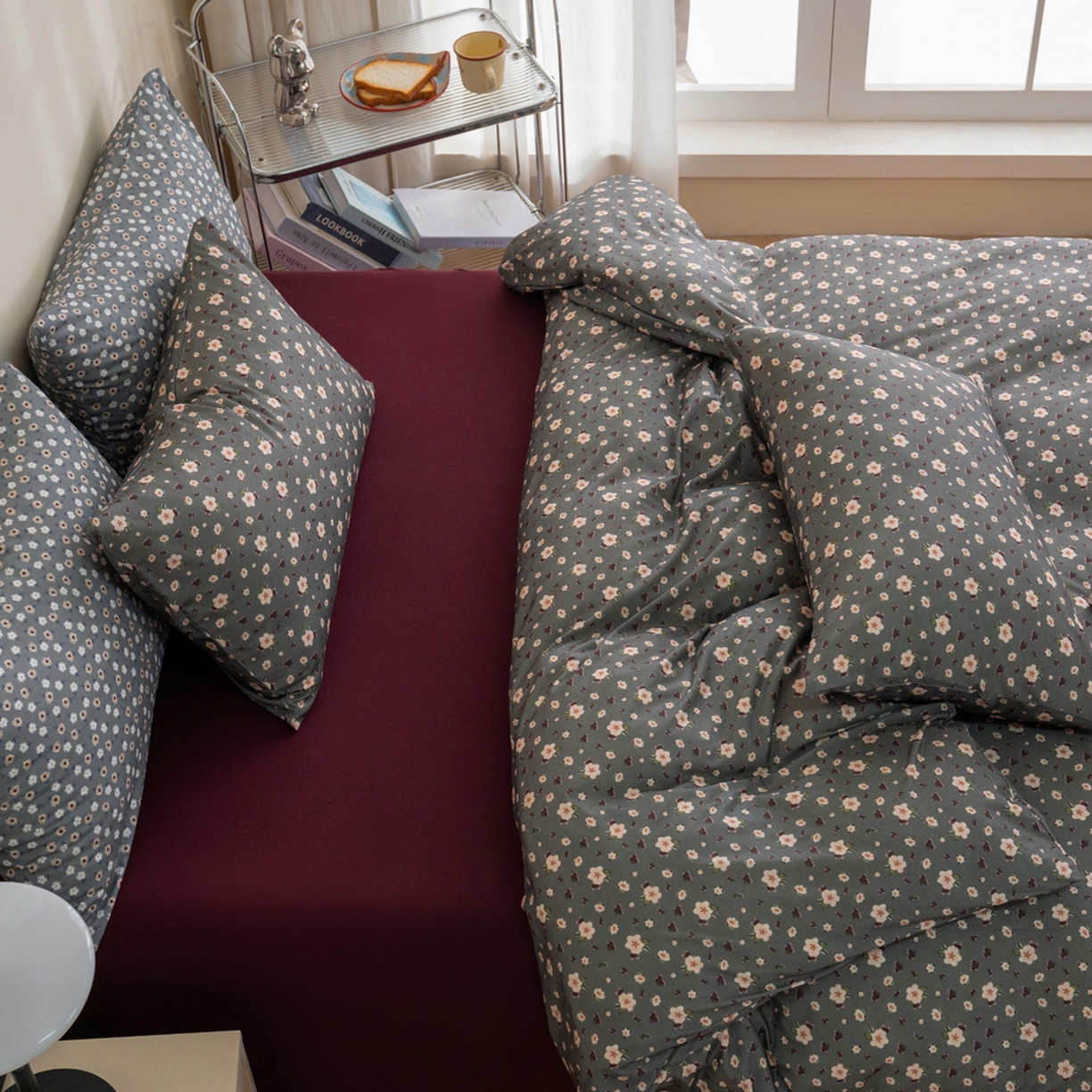 91家纺网 家纺一手货源 找家纺 梦可莱家居 2026春夏新款全棉纯棉针织棉印花小清新可爱Ins风四件套 腊梅