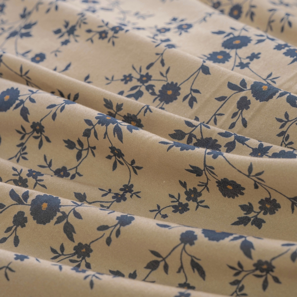 91家纺网 家纺一手货源 找家纺 梦可莱家居 2026春夏新款全棉纯棉针织棉印花小清新可爱Ins风四件套 蓝花藤