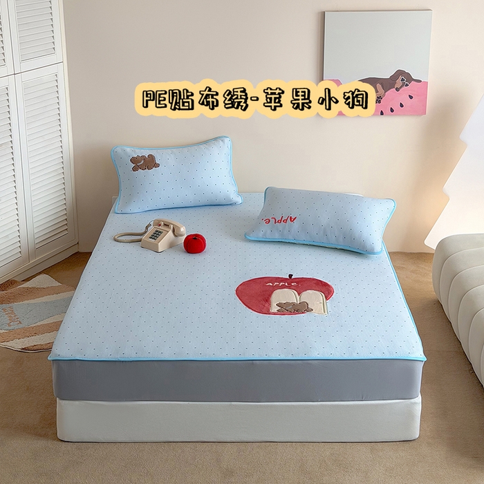 91家纺网 家纺一手货源 找家纺 （总）桃子家居 2026新款A类PE凉感卡通贴布绣高端工艺空调软席床席床笠凉席三件套