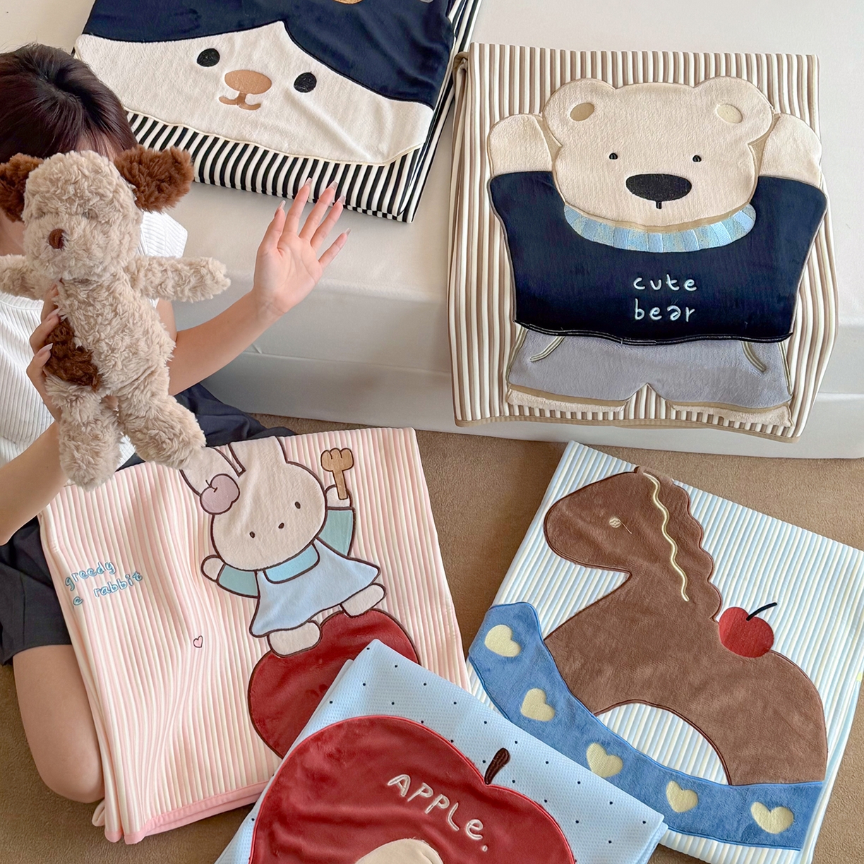 91家纺网 家纺一手货源 找家纺 （总）桃子家居 2026新款A类PE凉感卡通贴布绣高端工艺空调软席床席床笠凉席三件套