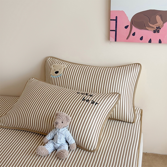 91家纺网 家纺一手货源 找家纺 桃子家居 2026新款A类PE凉感卡通贴布绣高端工艺空调软席床席床笠凉席三件套 PE贴布绣-清新熊