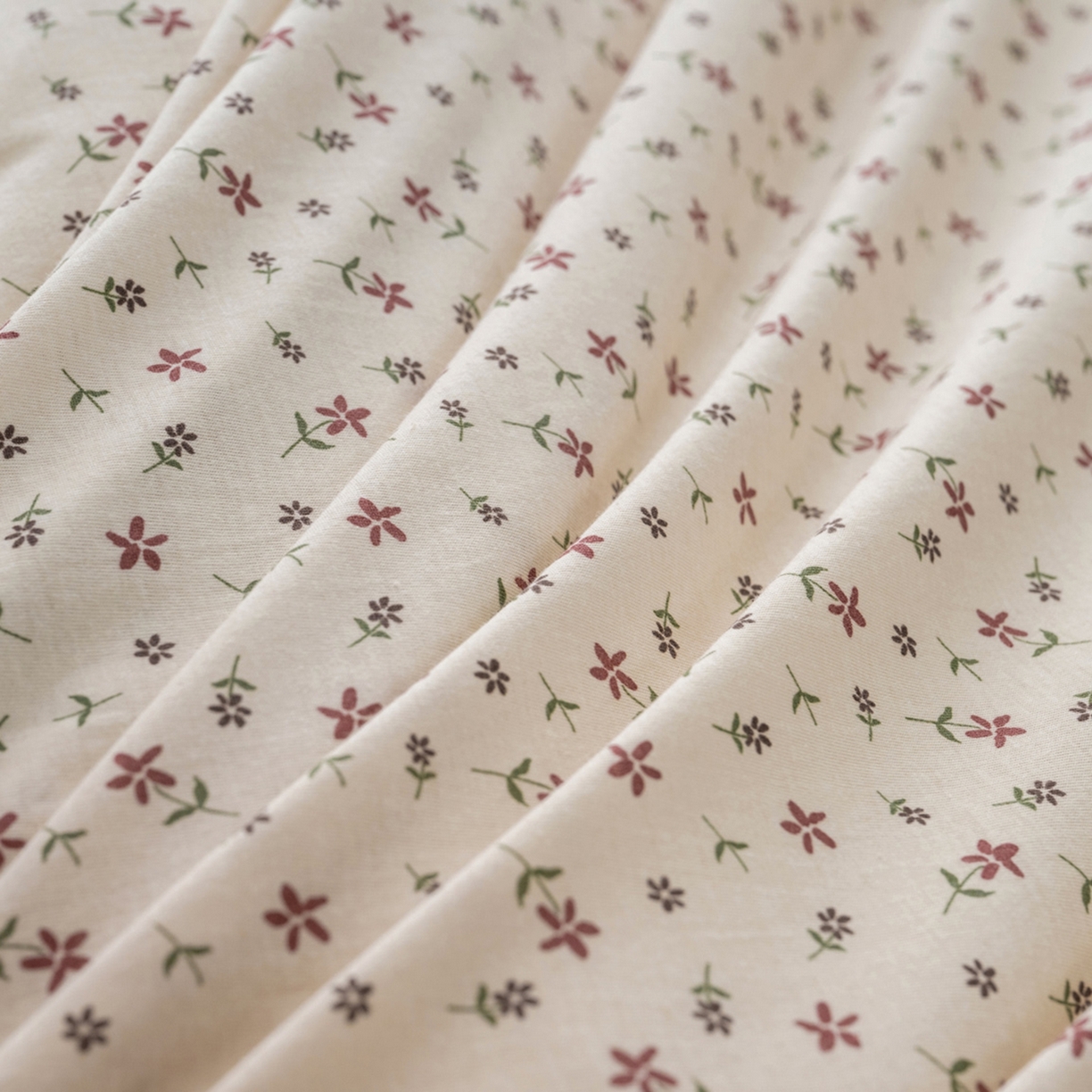 91家纺网 家纺一手货源 找家纺 梦可莱家居 2026春夏新款全棉纯棉针织棉印花小清新可爱Ins风四件套 绿意