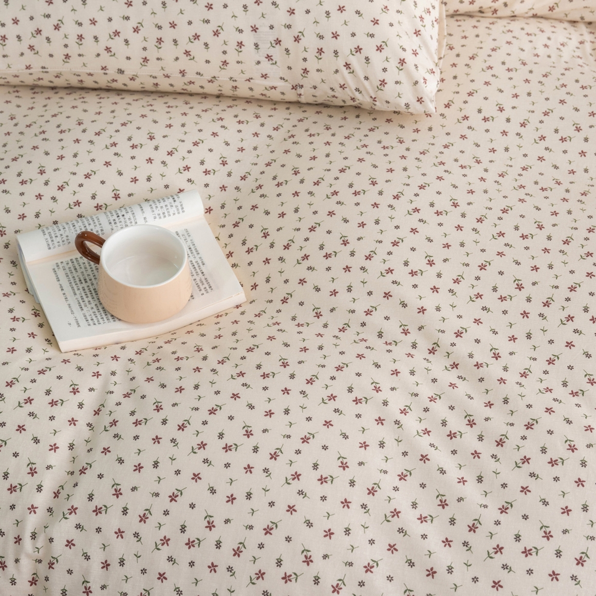 91家纺网 家纺一手货源 找家纺 梦可莱家居 2026春夏新款全棉纯棉针织棉印花小清新可爱Ins风四件套 绿意