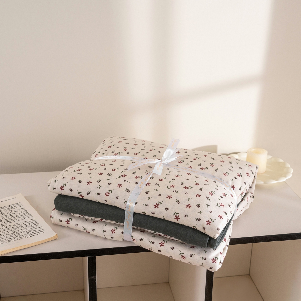 91家纺网 家纺一手货源 找家纺 梦可莱家居 2026春夏新款全棉纯棉针织棉印花小清新可爱Ins风四件套 绿意