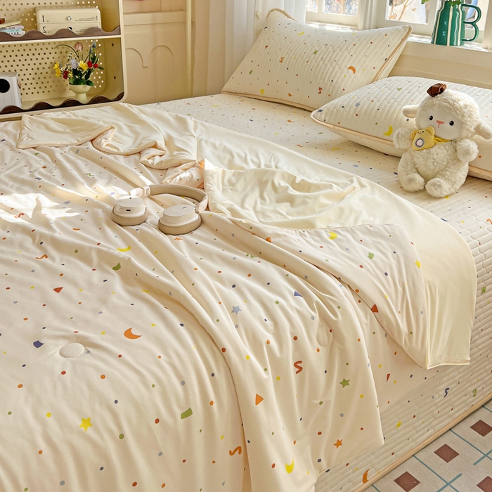 91家纺网 家纺一手货源 找家纺 （总）卡普二店 2026新款A类锦氨凉感印花夏被四件套床盖凉席款--单夏被