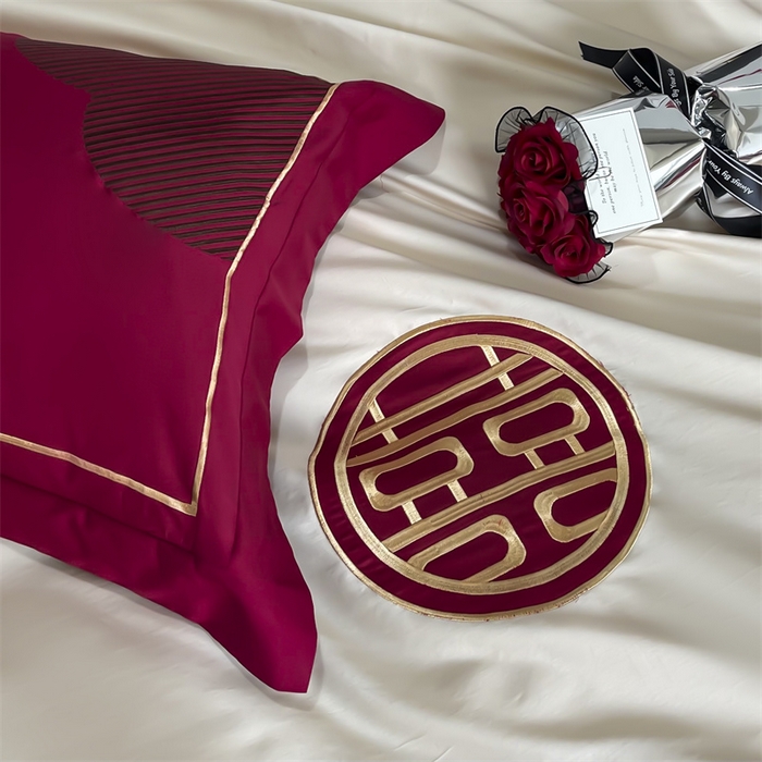 91家纺网 家纺一手货源 找家纺 甜咪咪婚庆 2026新款长绒棉全棉绣花结婚婚庆四件套多件套床单款 心动